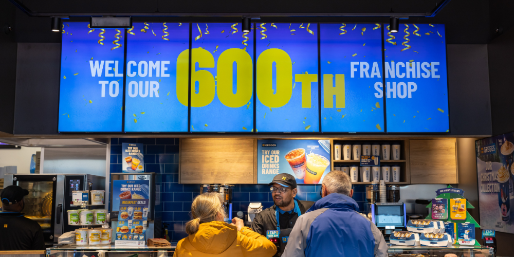 GREGGS OPENS 600TH FRANCHISE SHOP